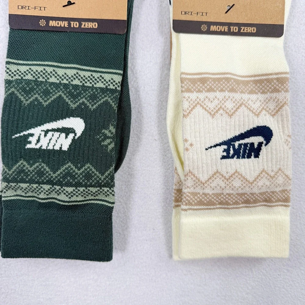 Nike Fair Isle Crew Socks 2 Pack / Size L (Mens 8 - 12), (Womens 10-13) / FZ3071